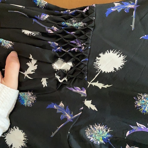 Kenzo Paris / dandelion print silk flutter sleeve Floral crop  Top 44 xl - Picture 6 of 10